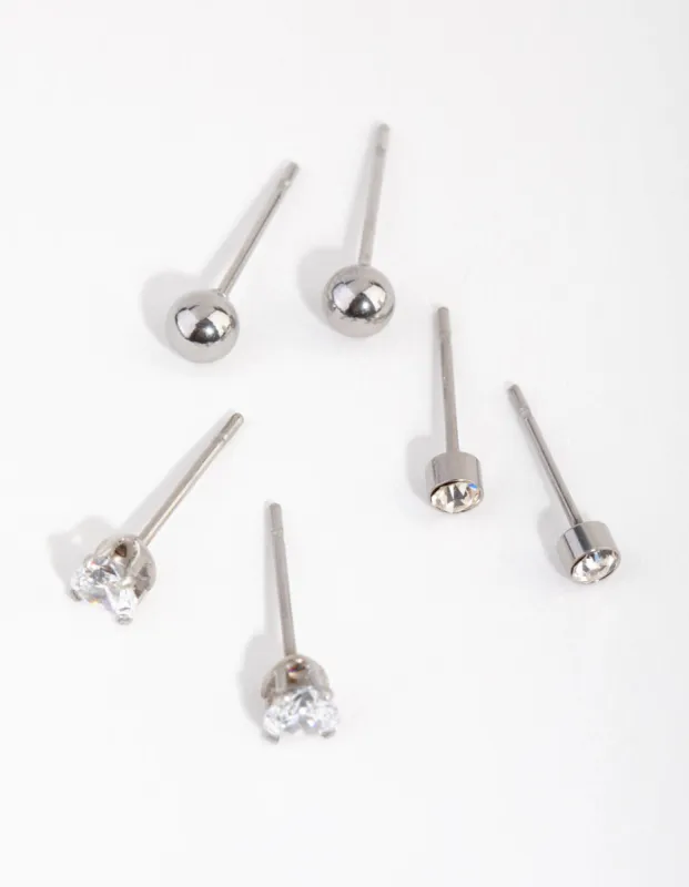 Surgical Steel Love Stud Earrings 3-Pack sold by lovisa