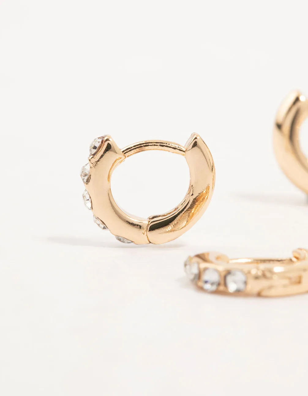 Gold Classic Plain & Diamante Hoop Earrings 3-Pack sold by lovisa product image thumbnail 2