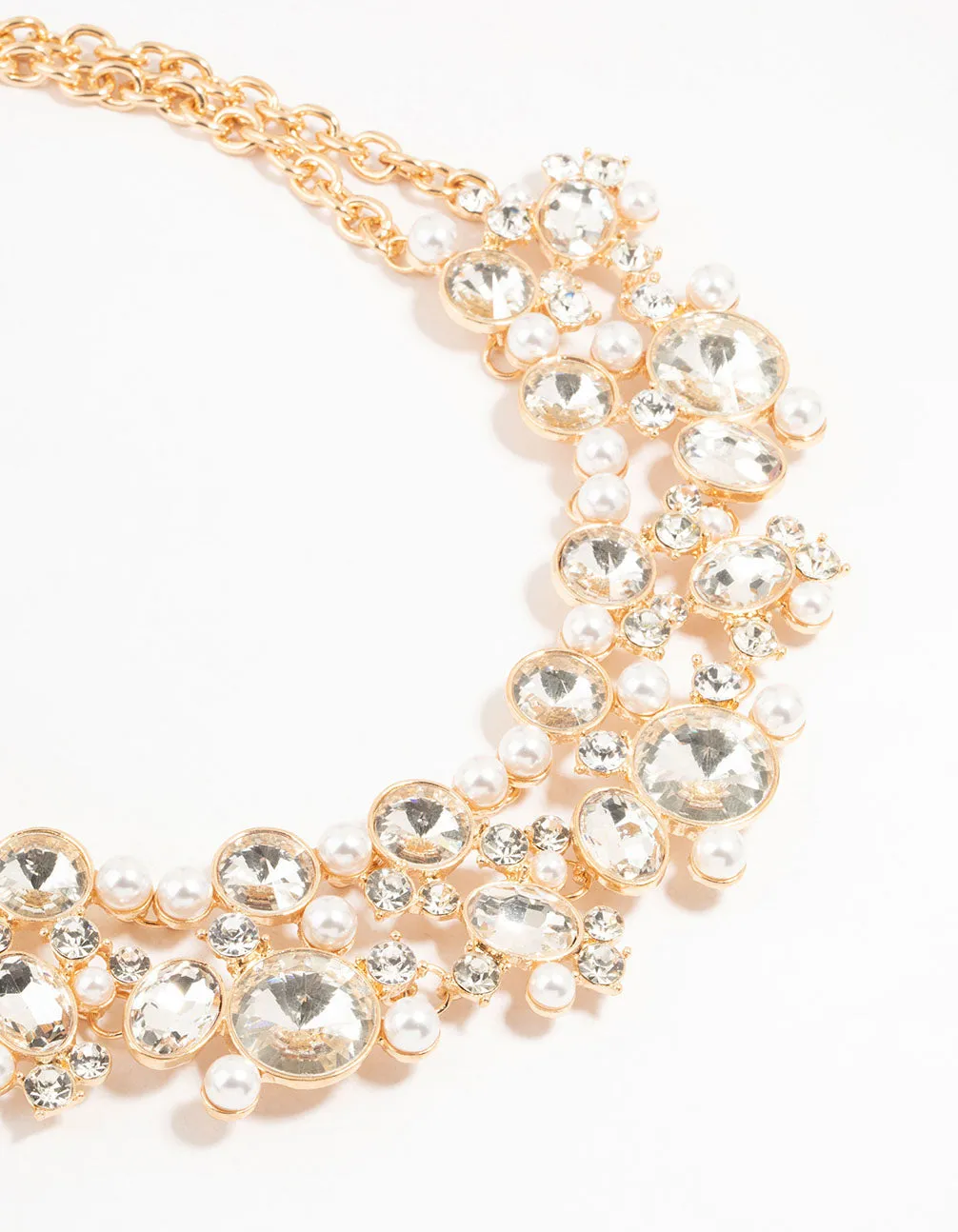 Gold Statement Diamante & Pearl Necklace sold by lovisa product image thumbnail 2