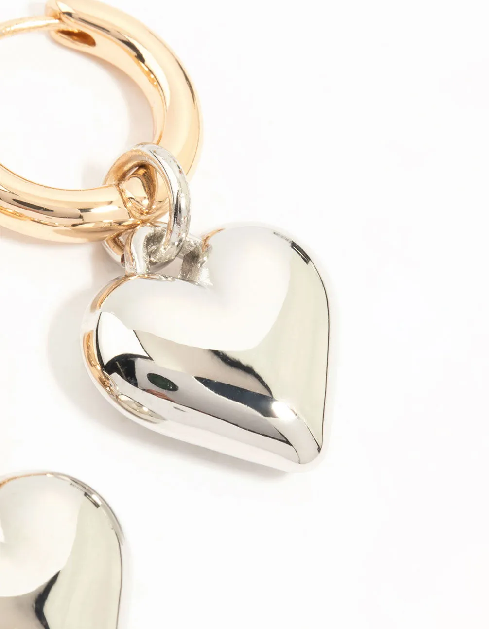 Mixed Metals Medium Chubby Heart Drop Huggie Earrings sold by lovisa product image thumbnail 3