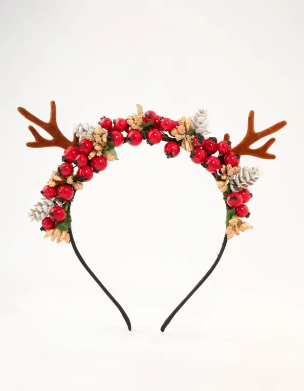 Reindeer & Wreath Fabric Headband sold by lovisa