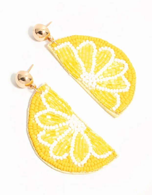 Yellow Beaded Lemon Drop Earrings sold by lovisa