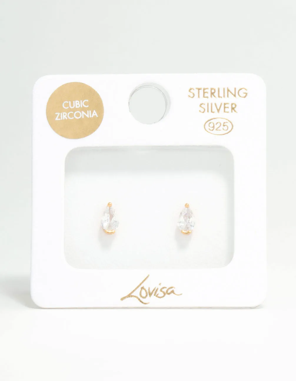 Gold Plated Sterling Silver Pear Shaped Diamante Stud Earrings sold by lovisa product image thumbnail 5