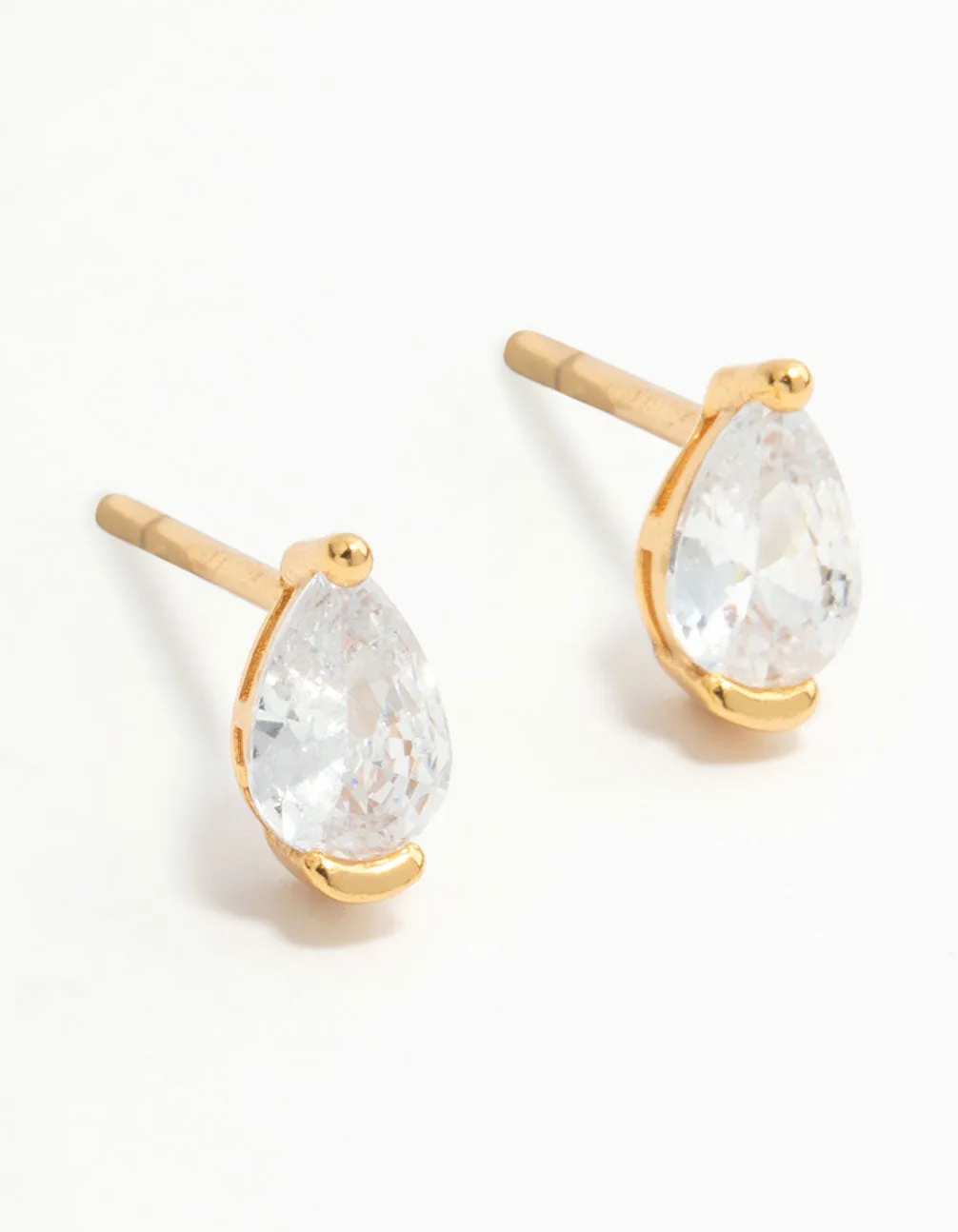 Gold Plated Sterling Silver Pear Shaped Diamante Stud Earrings sold by lovisa