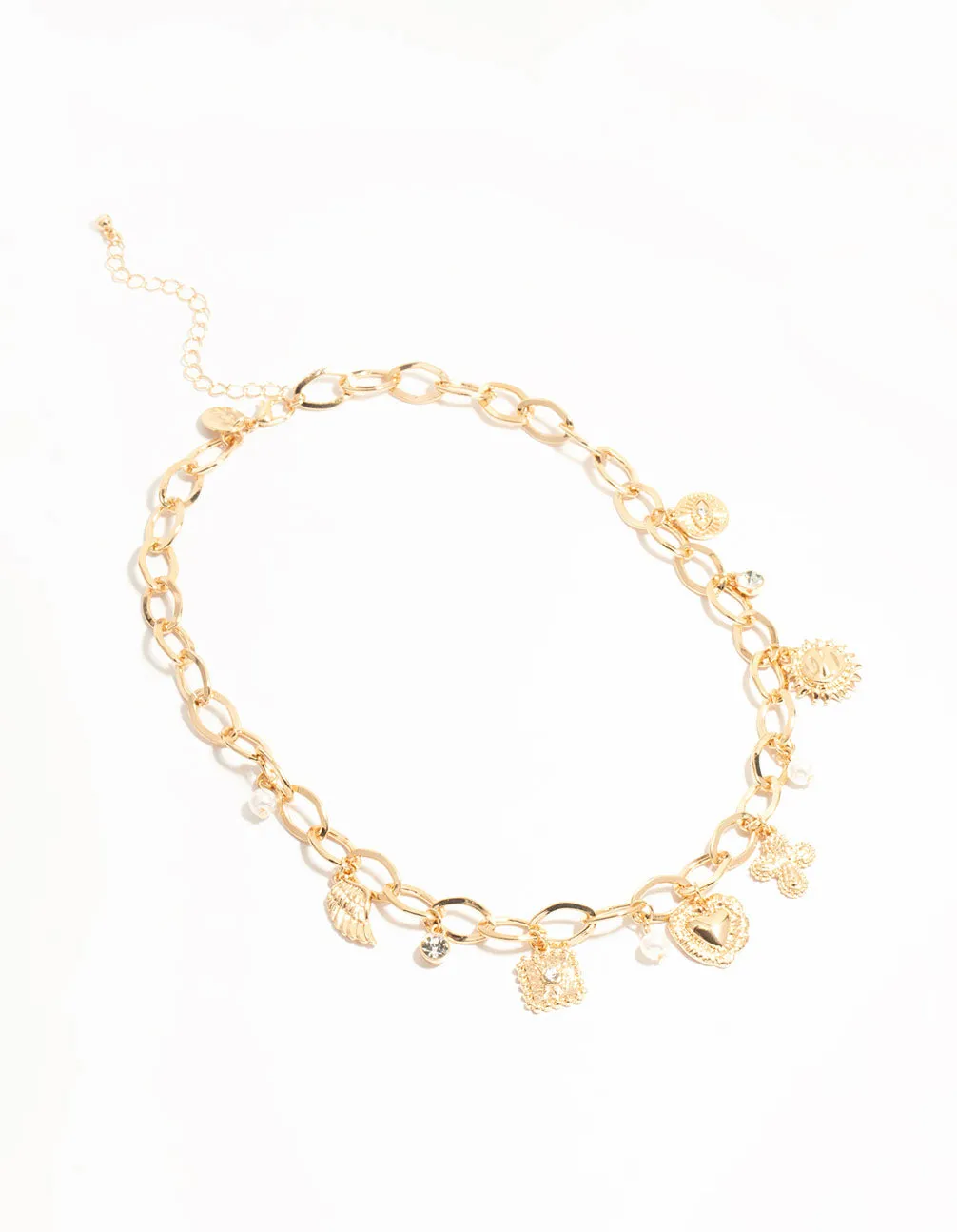 Gold Pearl & Heart Charm Short Necklace sold by lovisa product image thumbnail 4