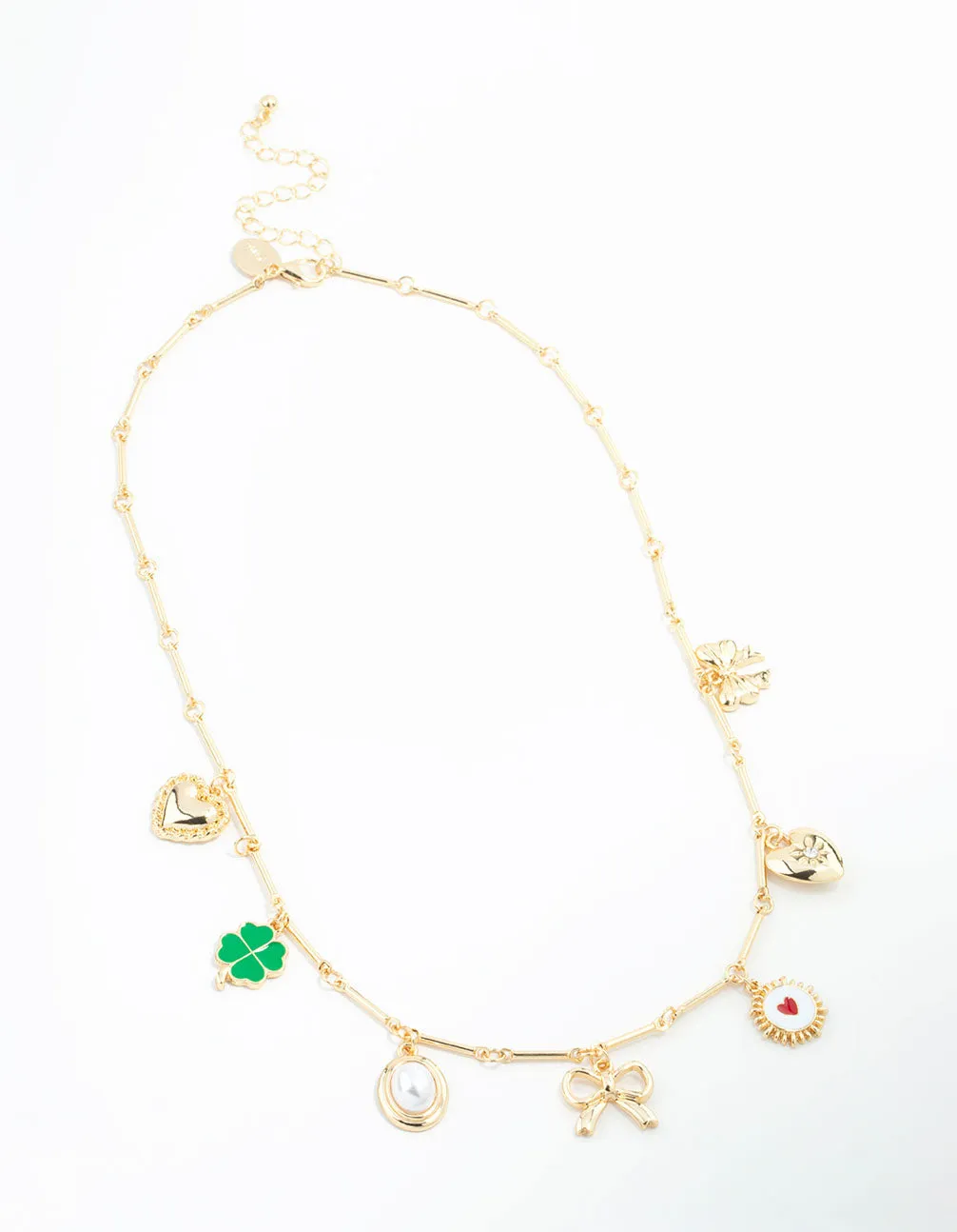 Gold Plated Heart & Bow Charm Necklace sold by lovisa product image thumbnail 2