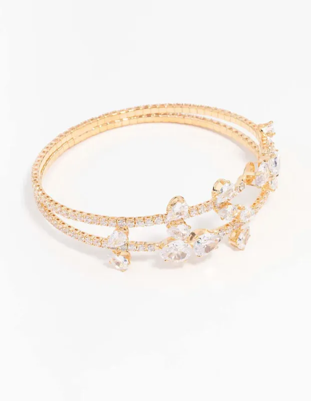 Cubic Zirconia Gold Leaf Bangle Bracelet sold by lovisa