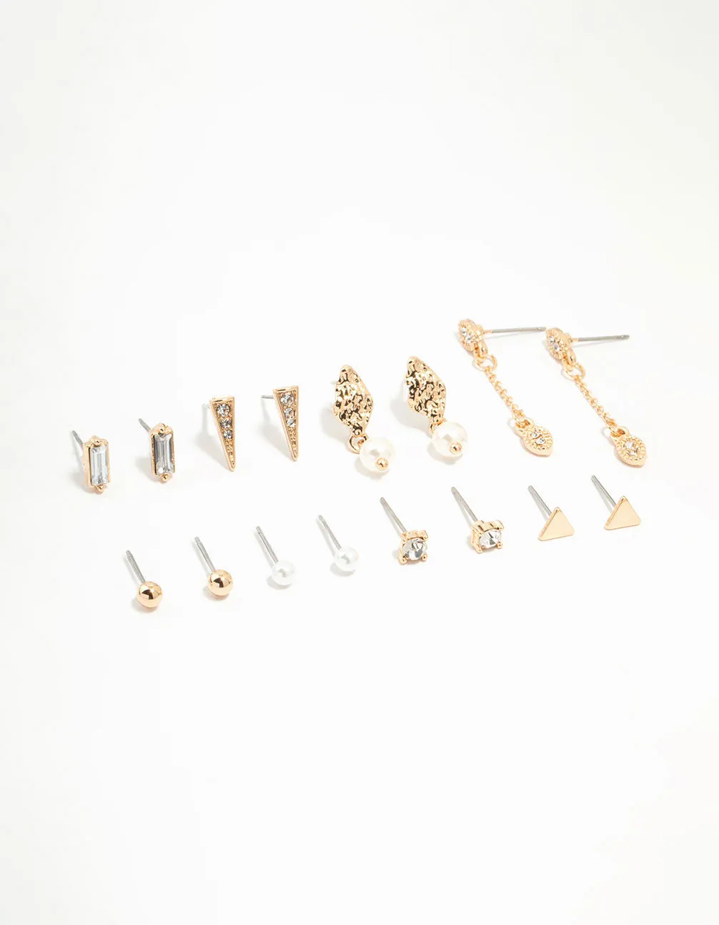 Gold Stud & Chain Earrings 8-Pack sold by lovisa