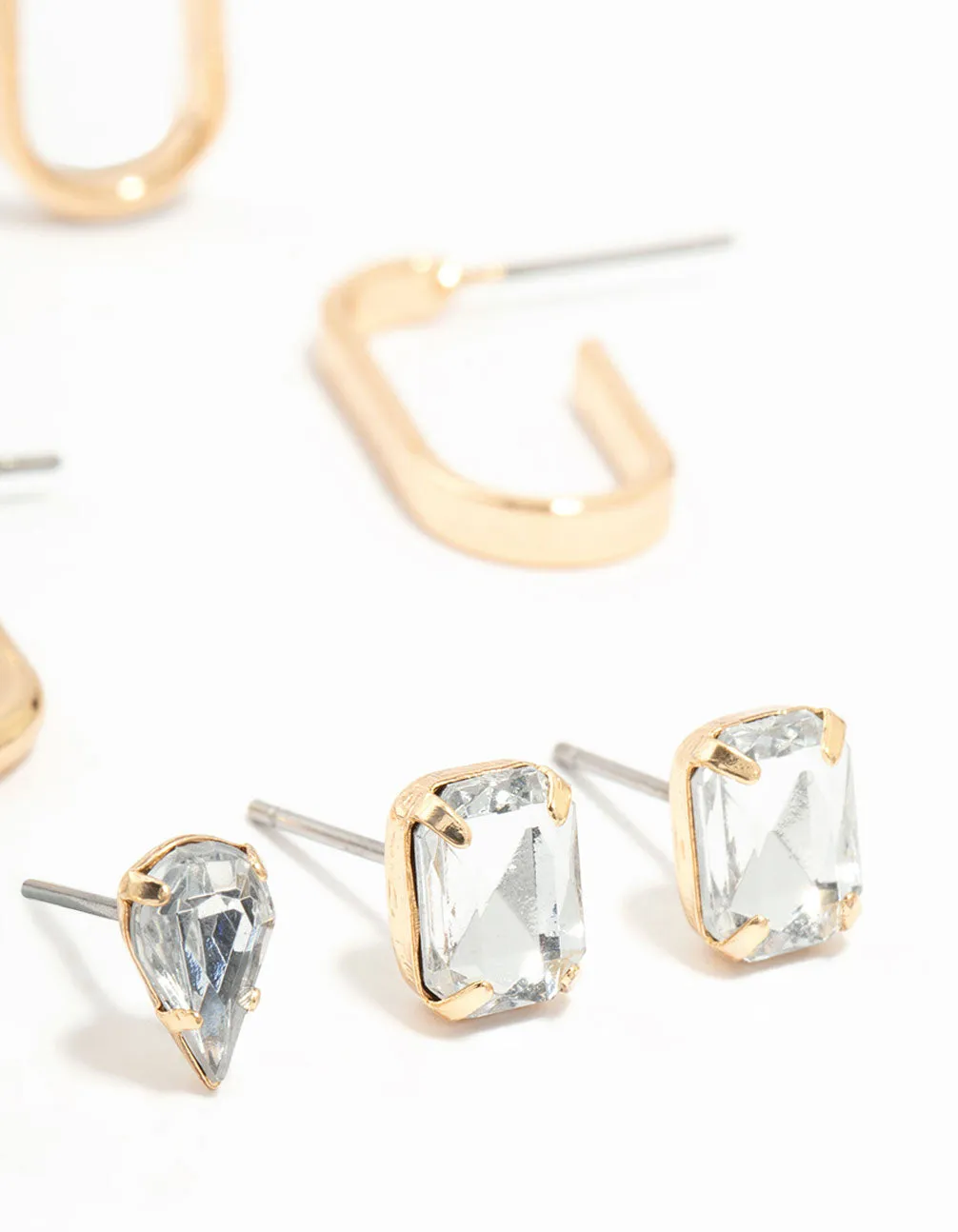 Gold Hoop & Diamante Stud Earrings 8-Pack sold by lovisa product image thumbnail 3