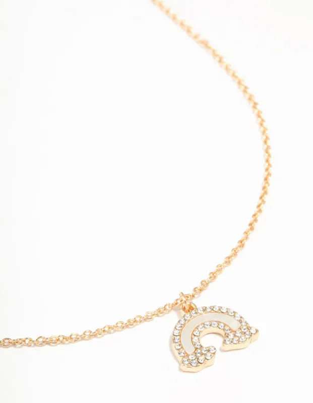Gold Diamante Rainbow Necklace sold by lovisa