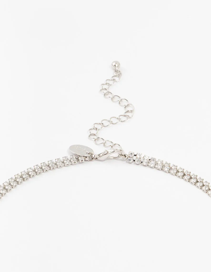 Silver Baguette Green & Silver Cubic Zirconia Stones Layered Necklace sold by lovisa product image thumbnail 3