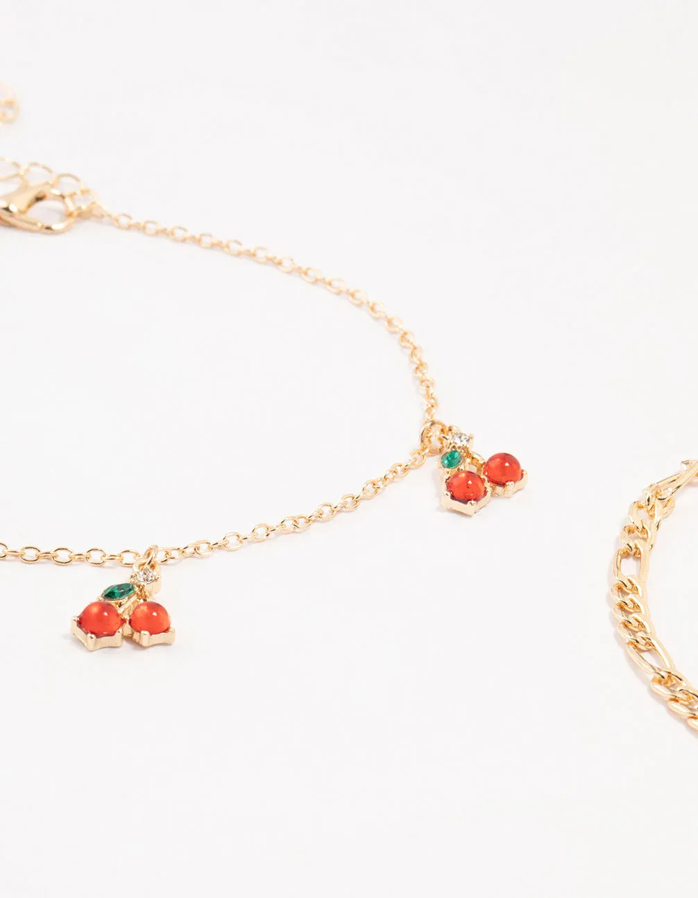 Gold Pearl & Cherry Anklets 3-Pack sold by lovisa product image thumbnail 3