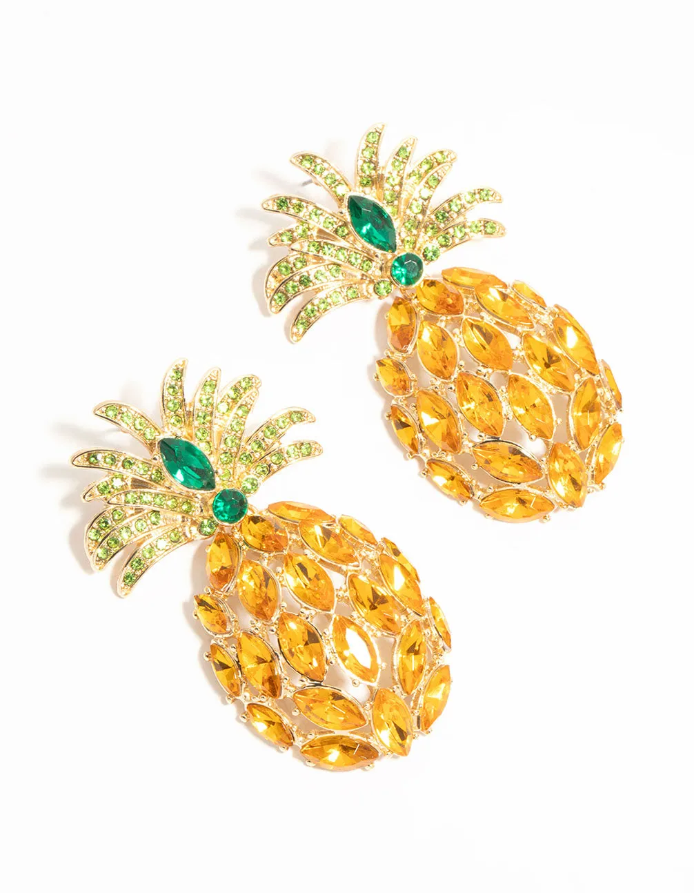 Gold Diamante Pineapple Drop Earrings sold by lovisa