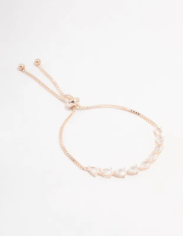 Rose Gold Pear Cubic Zirconia Toggle Bracelet sold by lovisa