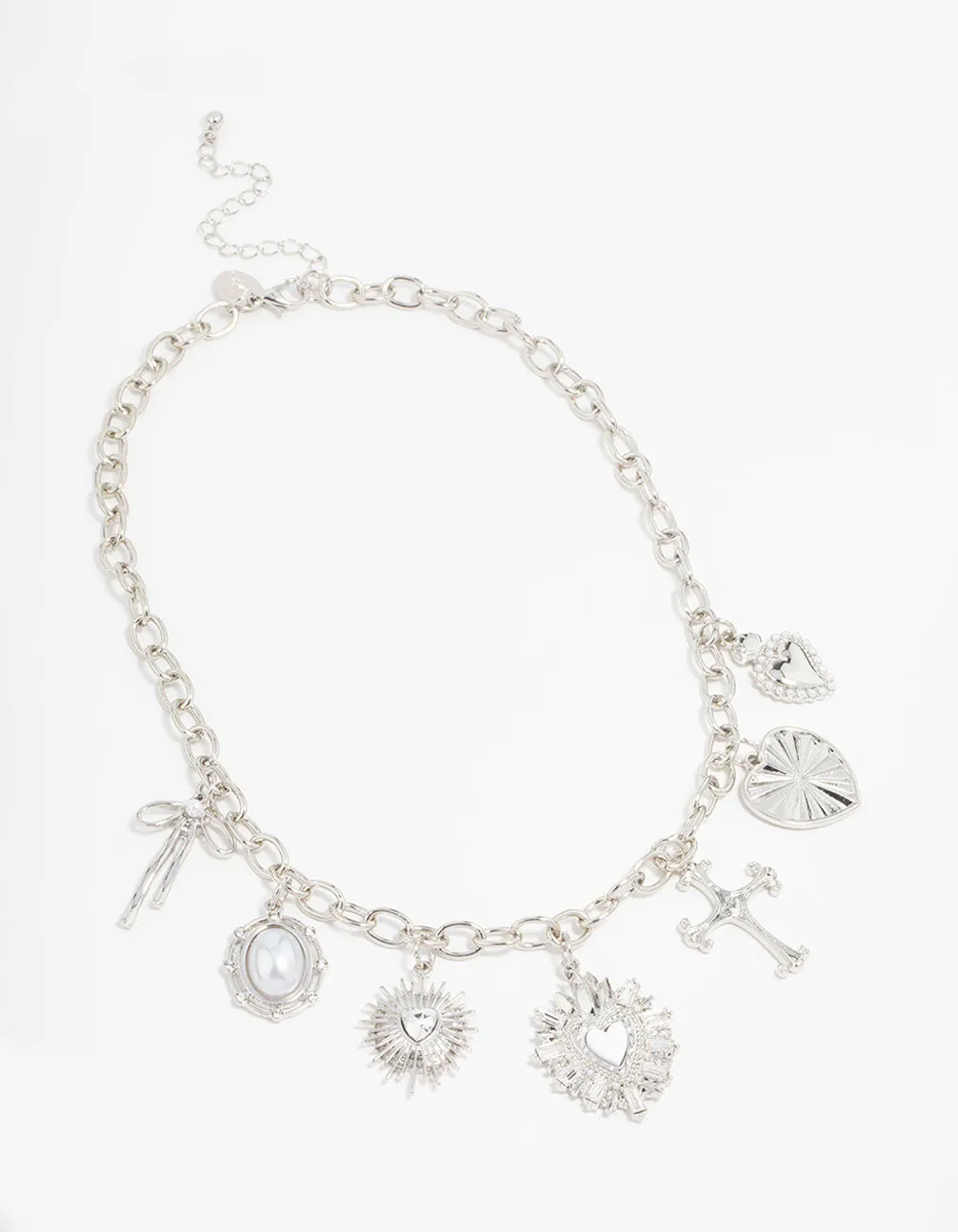 Silver Heart & Cross Charm Necklace sold by lovisa product image thumbnail 4