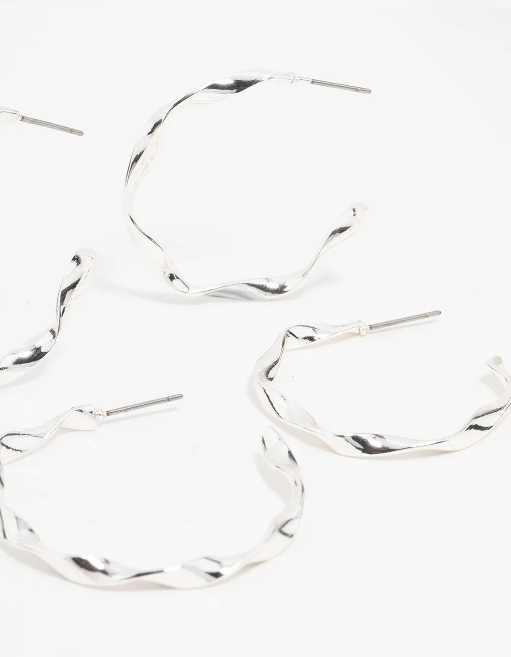 Silver Twisted Hoop Earrings 3-Pack sold by lovisa product image thumbnail 3