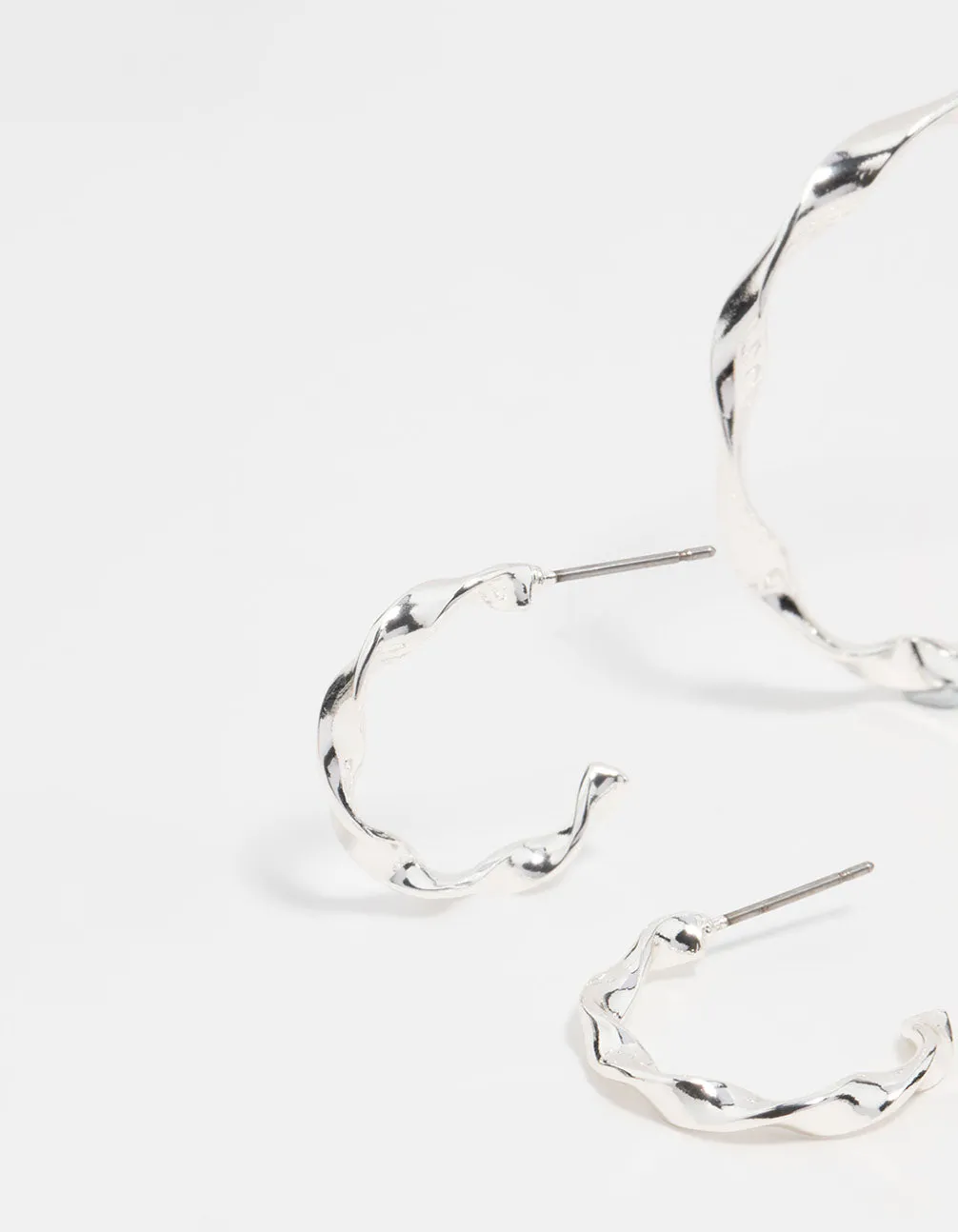 Silver Twisted Hoop Earrings 3-Pack sold by lovisa product image thumbnail 2