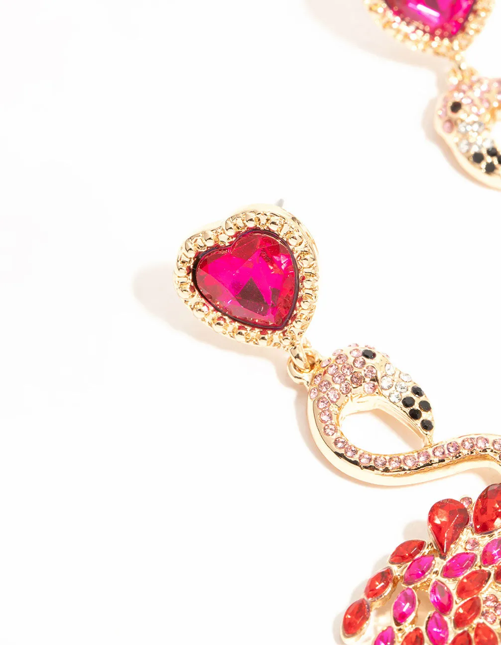 Gold Pink Diamante Flamingo Drop Earrings sold by lovisa product image thumbnail 4
