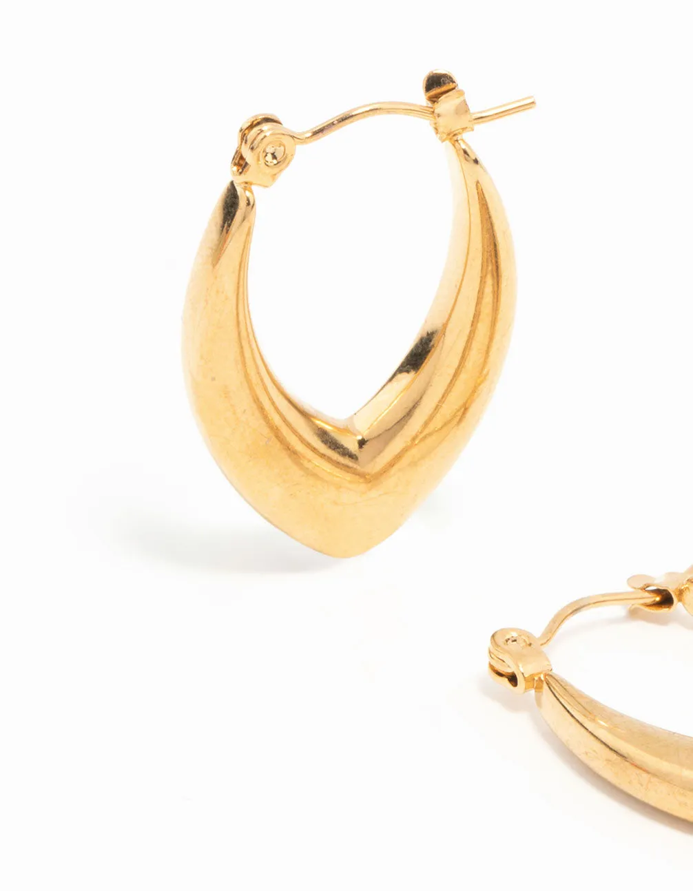 Waterproof Gold Plated Stainless Steel Pointed Puff Hoop Earrings sold by lovisa product image thumbnail 4