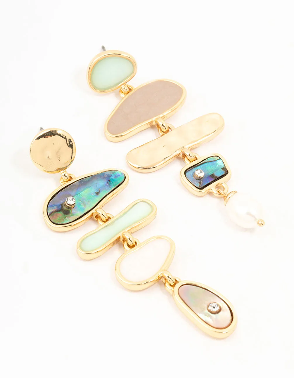 Gold Mixed Shape & Multicoloured Shell Drop Earrings sold by lovisa