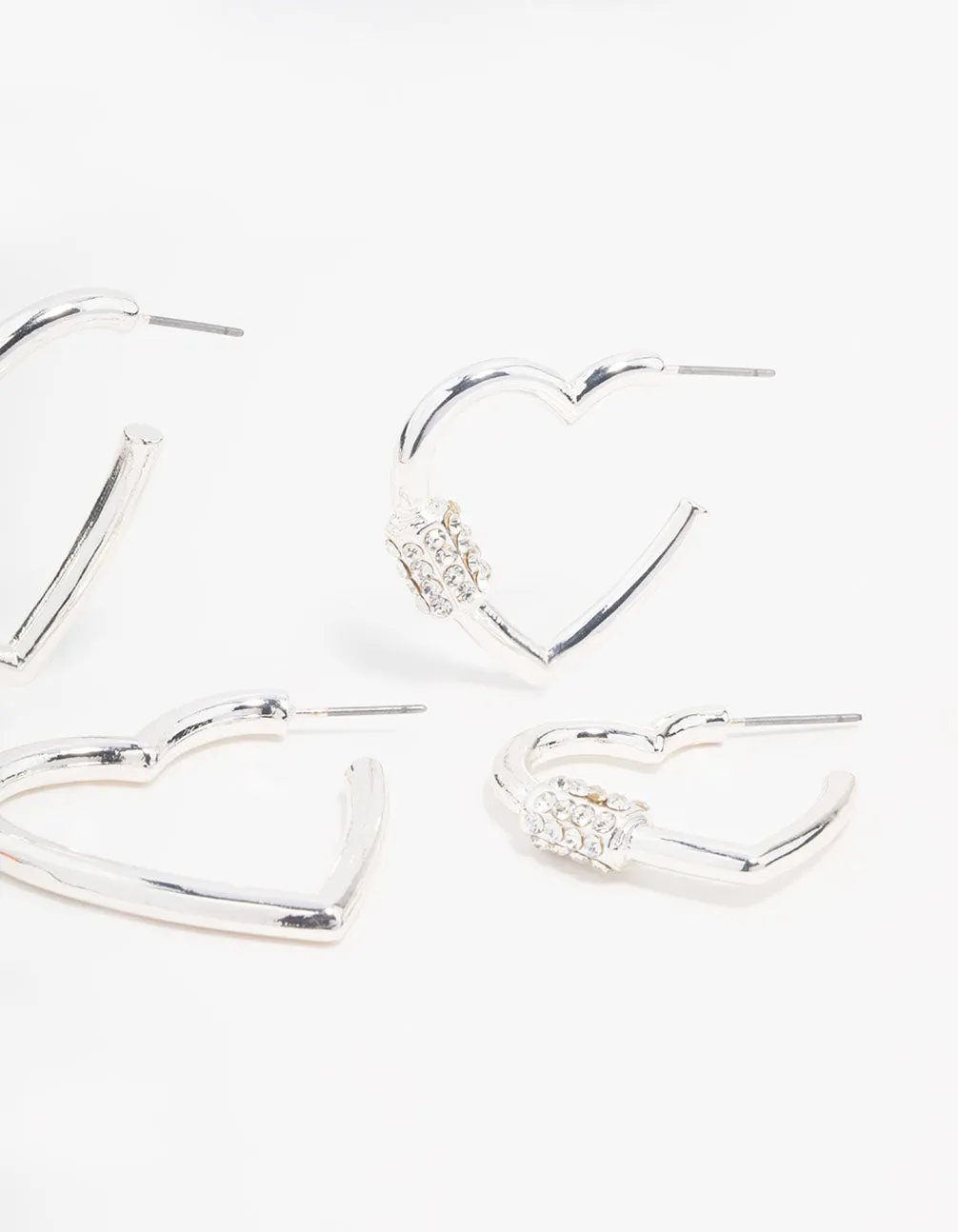 Silver Heart Hoop Earrings 2-Pack sold by lovisa product image thumbnail 3