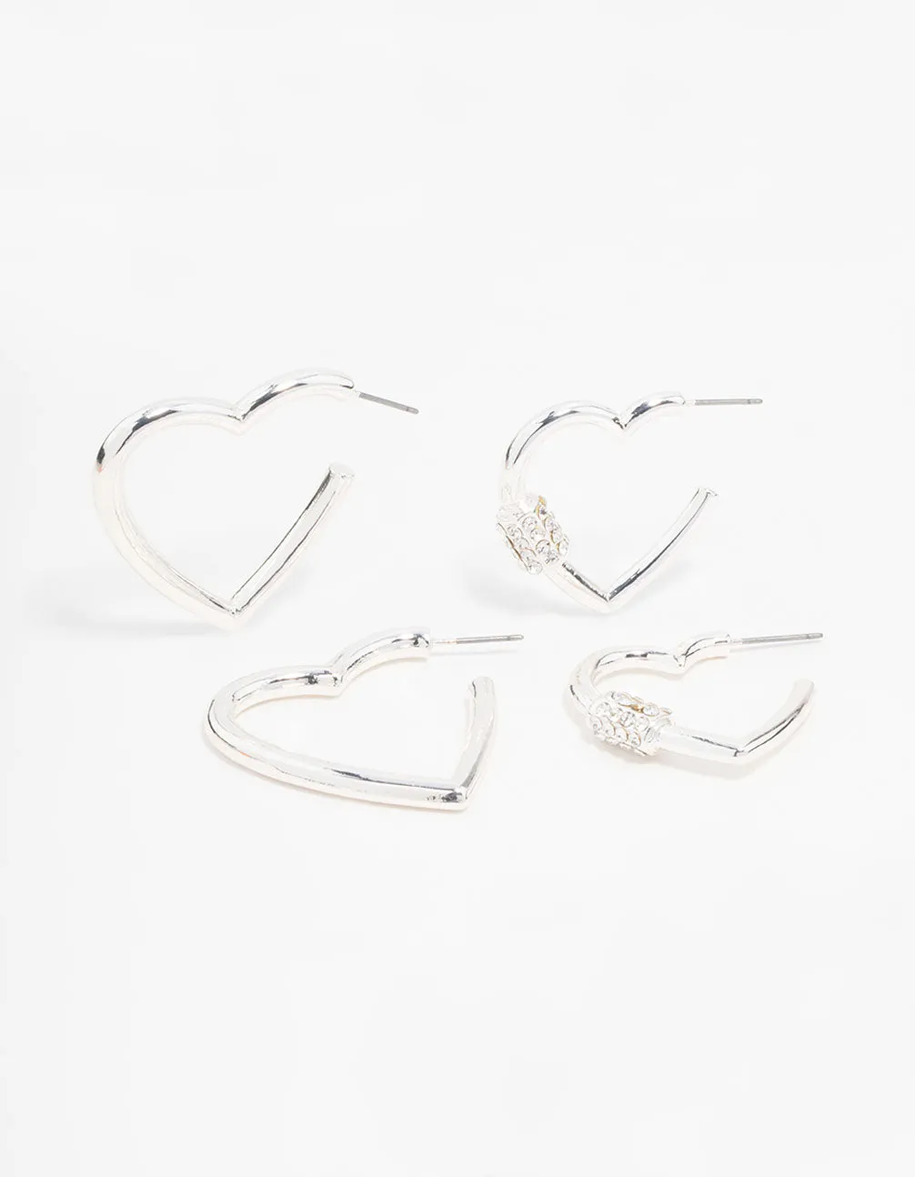 Silver Heart Hoop Earrings 2-Pack sold by lovisa