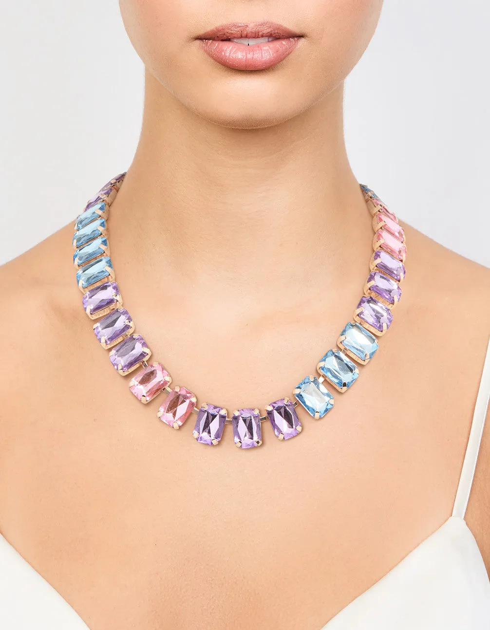 Rose Gold Pink, Blue & Purple Stone Short Necklace sold by lovisa product image thumbnail 2