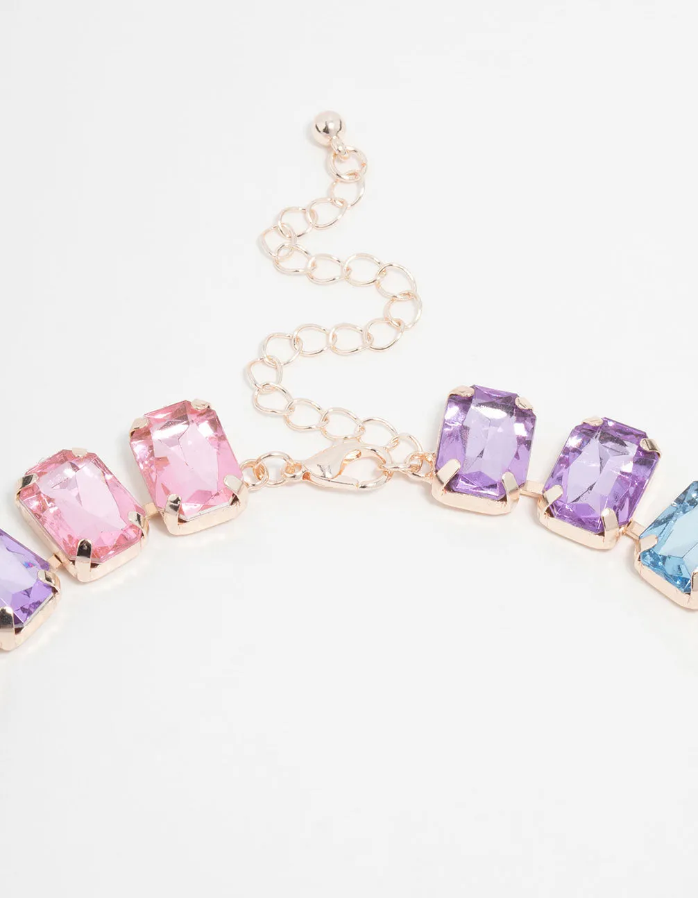 Rose Gold Pink, Blue & Purple Stone Short Necklace sold by lovisa product image thumbnail 5