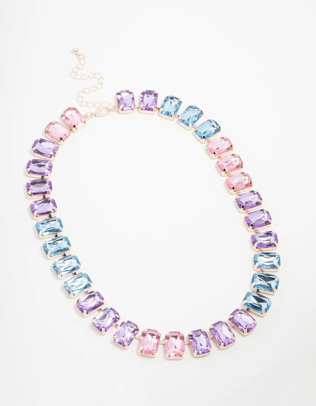 Rose Gold Pink, Blue & Purple Stone Short Necklace sold by lovisa product image thumbnail 4