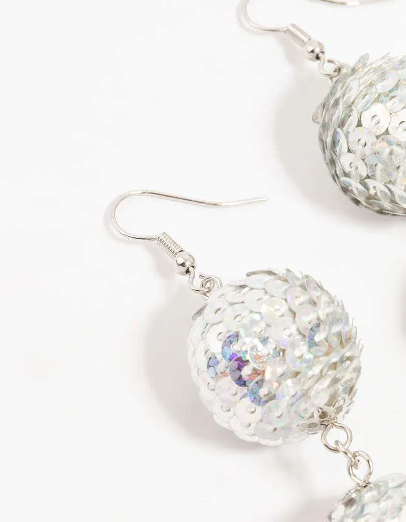 Silver Sequin Disco Ball Drop Earrings sold by lovisa product image thumbnail 2