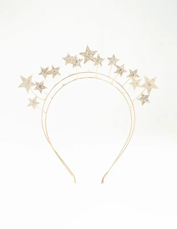 Gold Diamante Star Headband sold by lovisa
