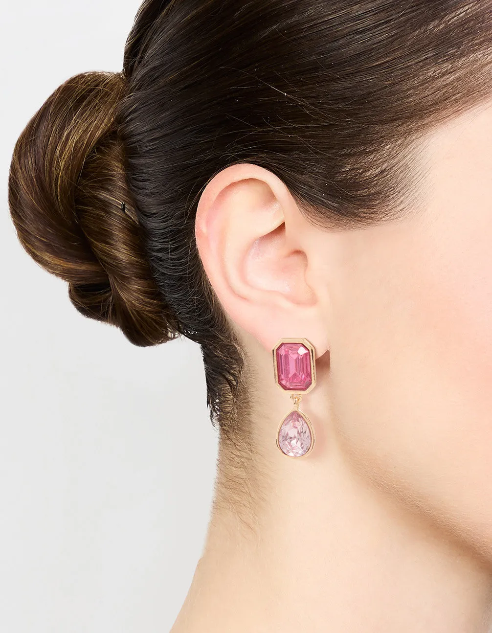 Rose Gold Pink Diamante Drop Earrings sold by lovisa product image thumbnail 2