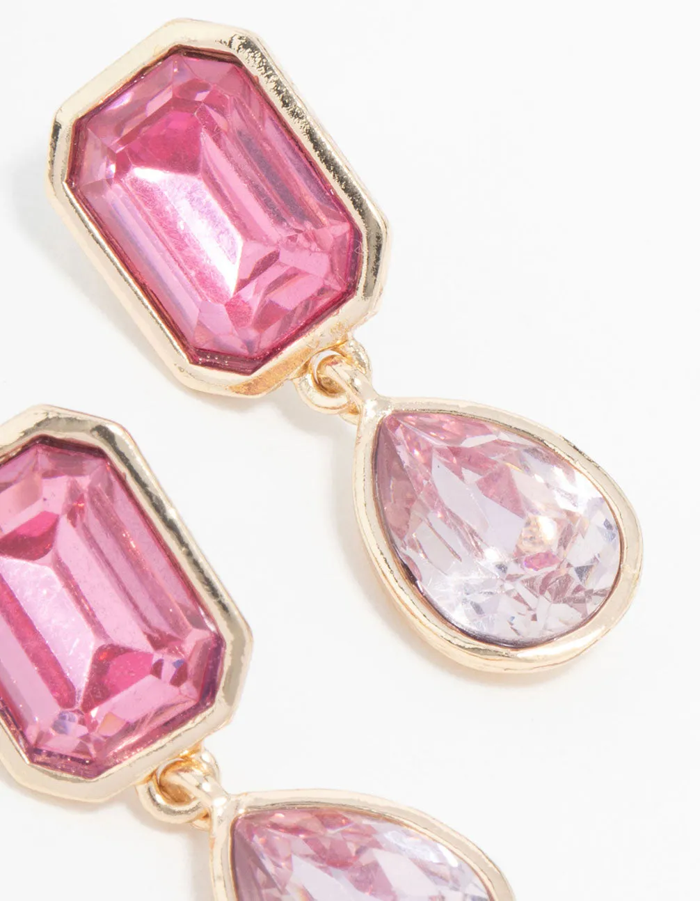 Rose Gold Pink Diamante Drop Earrings sold by lovisa product image thumbnail 5