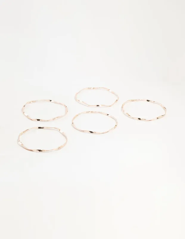 Rose Gold Twisted Bangles 5-Pack sold by lovisa