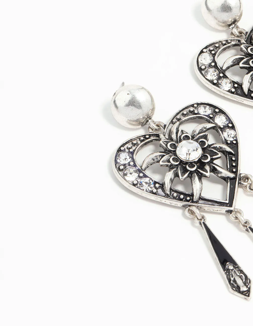 Antique Silver Heart Drop Earrings sold by lovisa product image thumbnail 4