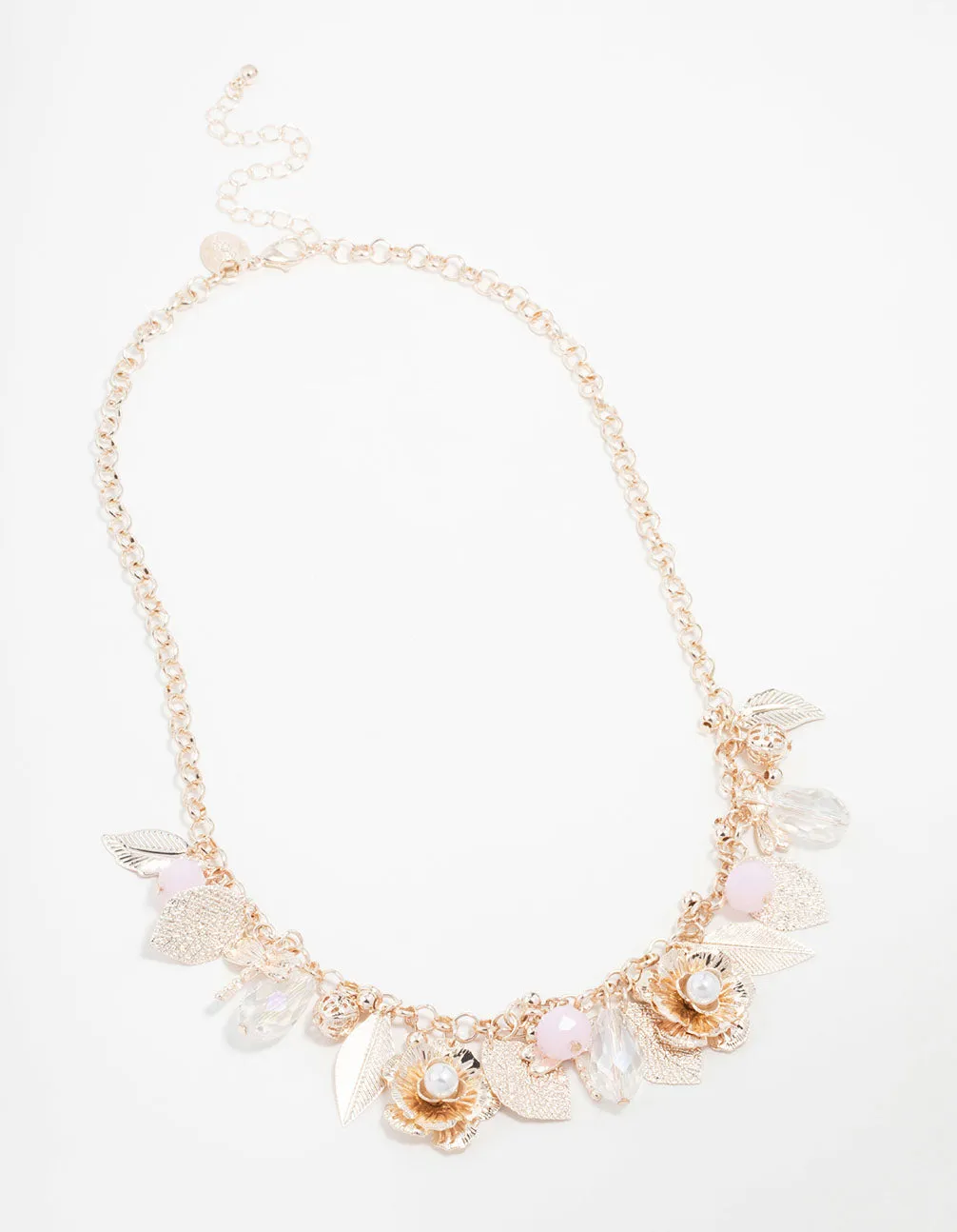 Rose Gold Flower & Leaf Charm Short Necklace sold by lovisa product image thumbnail 4