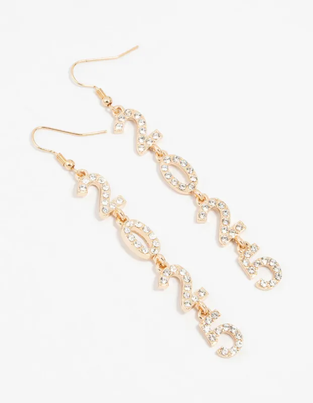 Gold 2025 Diamante Long Drop Earrings sold by lovisa