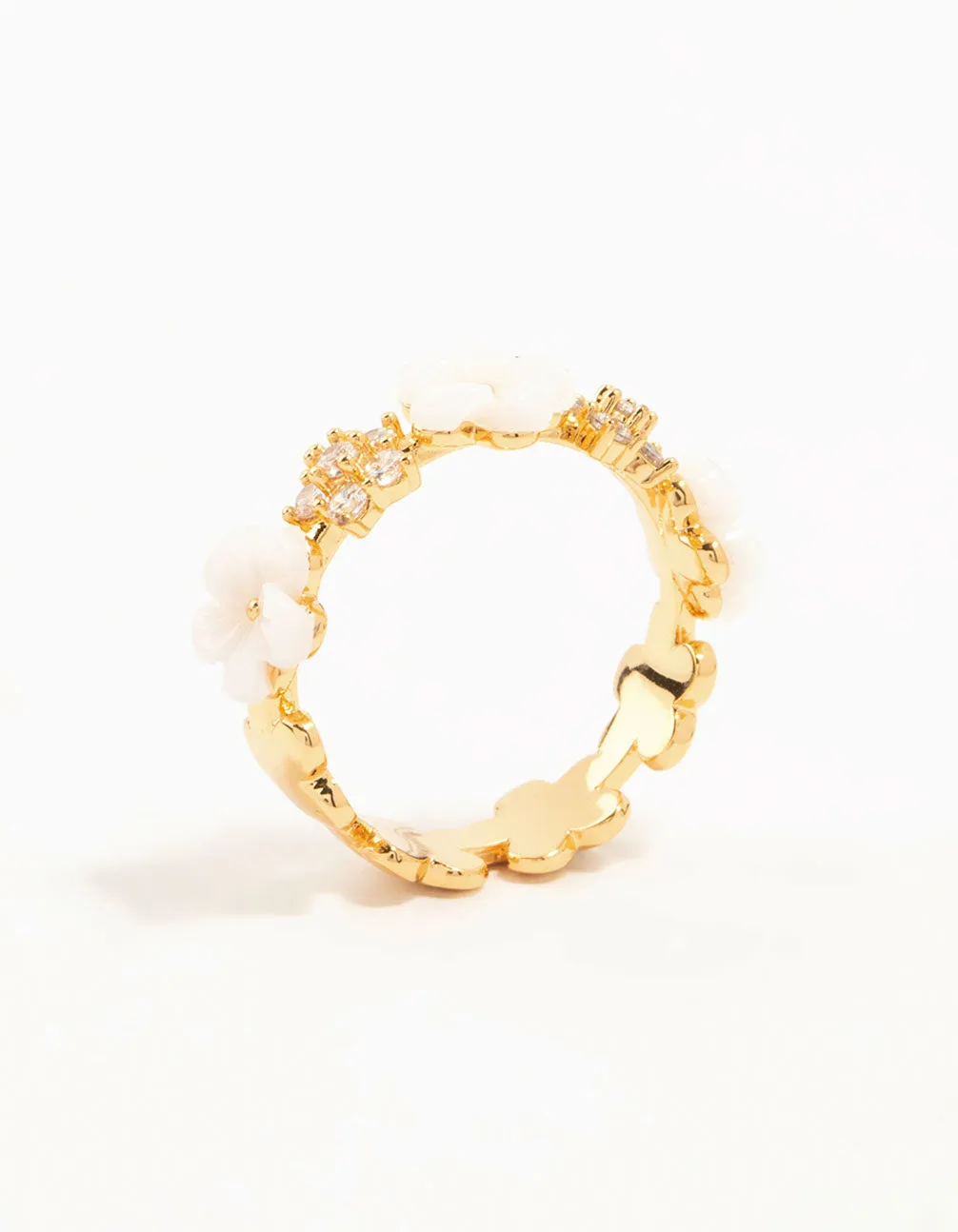 Gold Plated Alternating Flower Cubic Zirconia Band Ring sold by lovisa product image thumbnail 3