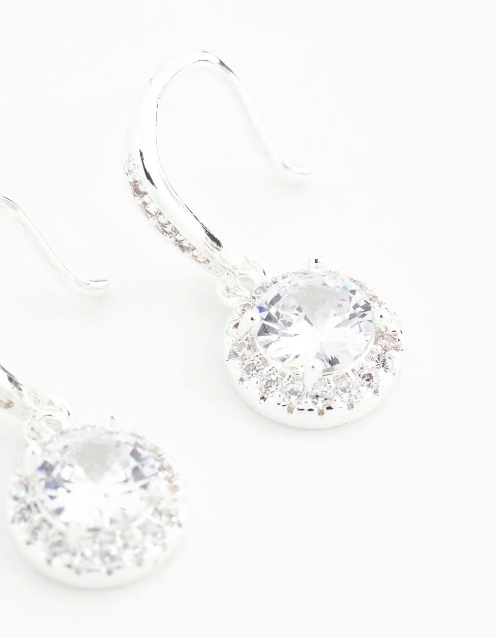 Silver Plated Round Halo Cubic Zirconia Drop Earrings sold by lovisa product image thumbnail 3