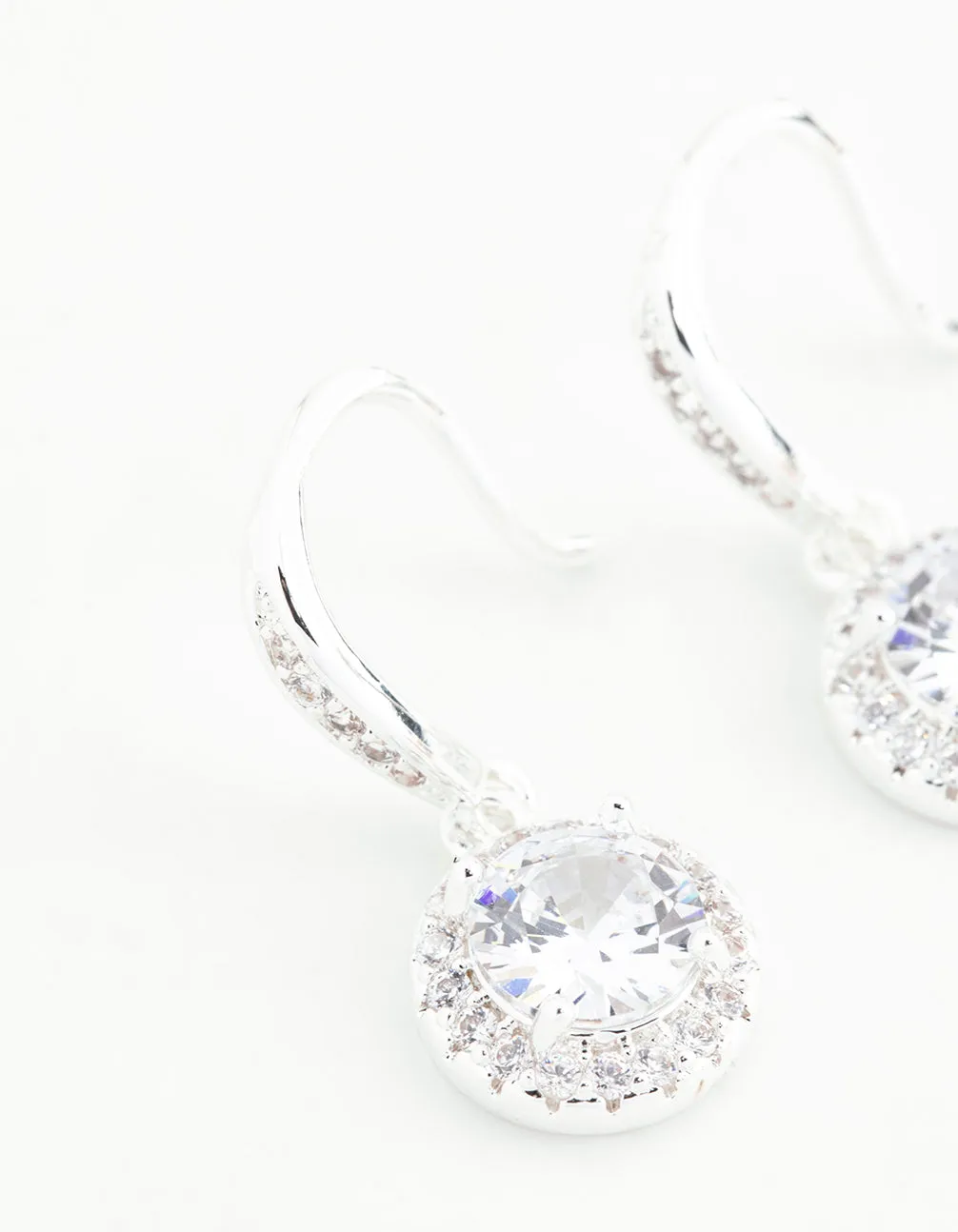 Silver Plated Round Halo Cubic Zirconia Drop Earrings sold by lovisa product image thumbnail 2