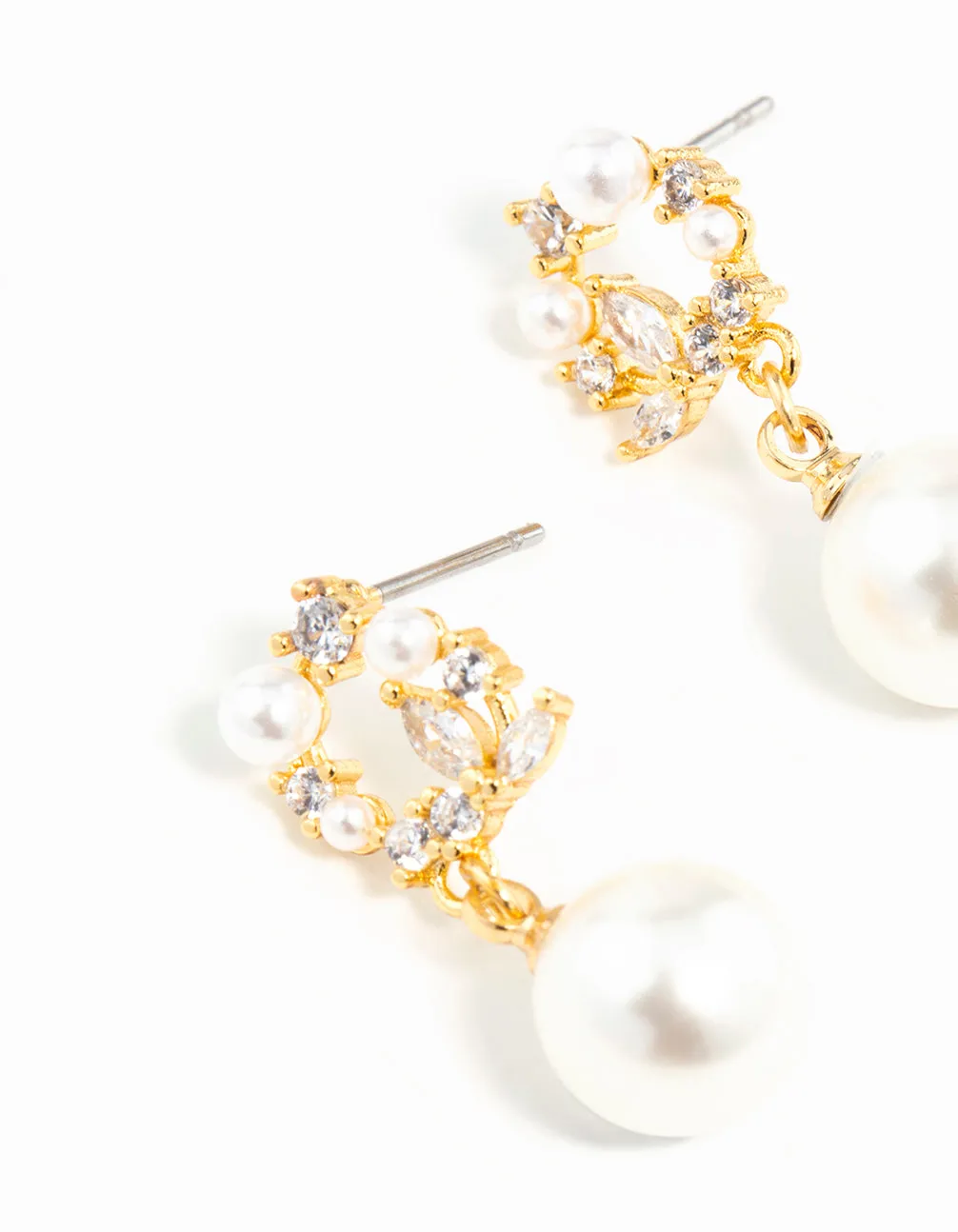 Gold Plated Cubic Zirconia Cluster & Freshwater Pearl Drop Earrings sold by lovisa product image thumbnail 2