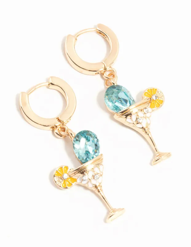 Gold Cocktail Drop Huggie Earrings sold by lovisa