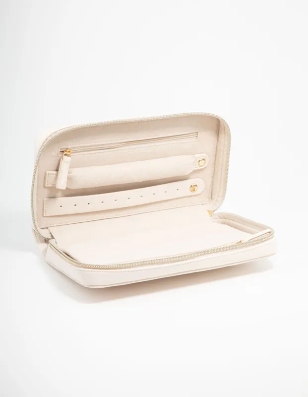Cream PU Leather Wallet Jewellery Case sold by lovisa