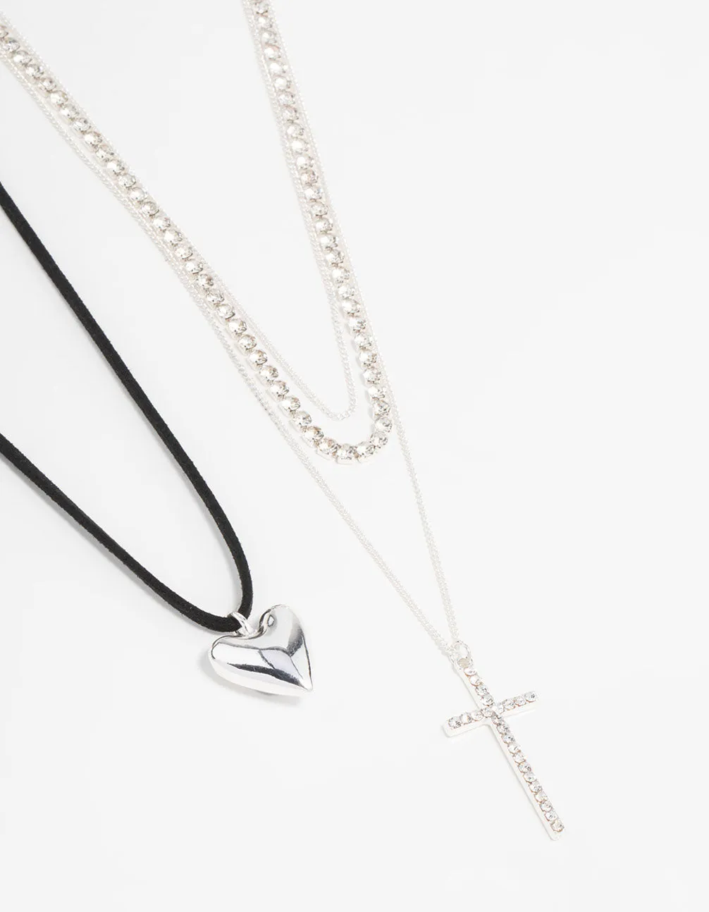 Silver Layered & Cord Pendant Necklaces 2-Pack sold by lovisa
