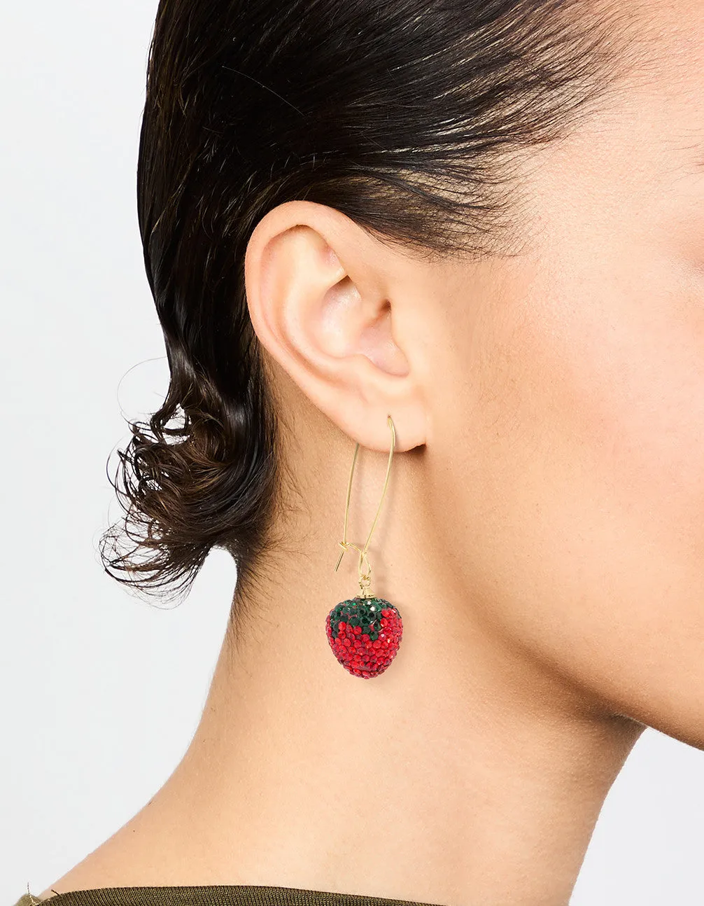 Gold Red Diamante Strawberry Drop Earrings sold by lovisa product image thumbnail 2