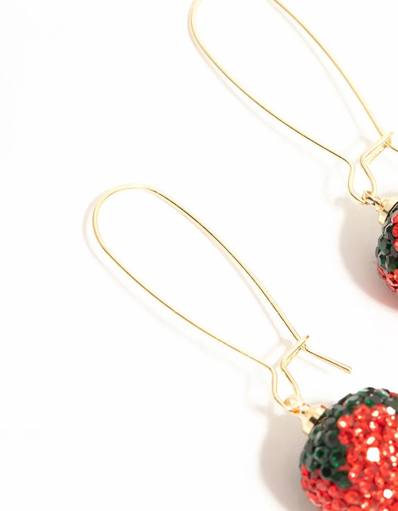 Gold Red Diamante Strawberry Drop Earrings sold by lovisa product image thumbnail 4