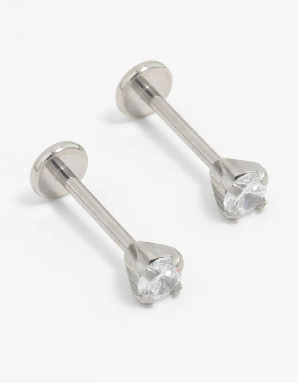 Surgical Steel Plain Cubic Zirconia Flatback Studs 2-Pack sold by lovisa