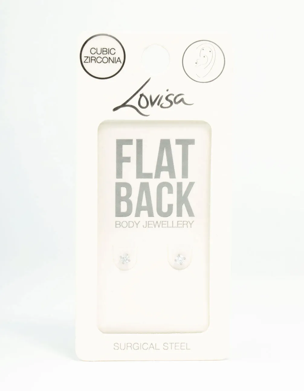 Surgical Steel Plain Cubic Zirconia Flatback Studs 2-Pack sold by lovisa product image thumbnail 3