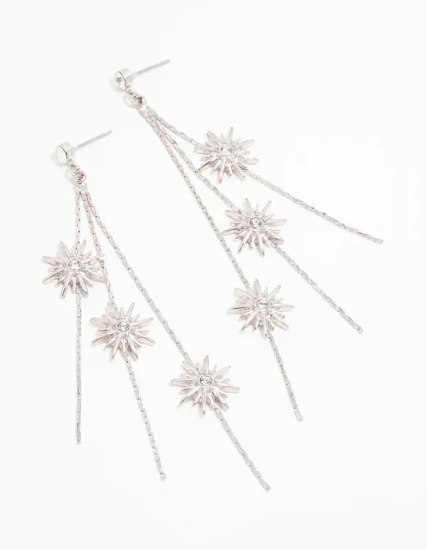Silver Celestial Chain Drop Earrings sold by lovisa