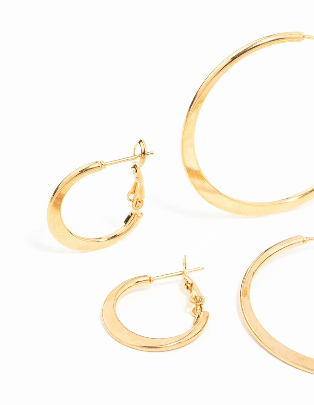 Waterproof Gold Plated Stainless Steel Thin Hoop Earrings 3-Pack sold by lovisa product image thumbnail 2